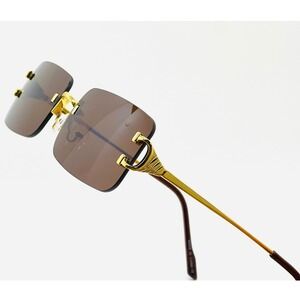 classic men sunglasses retro vintage Glasses square frameless Driving Brown Lens